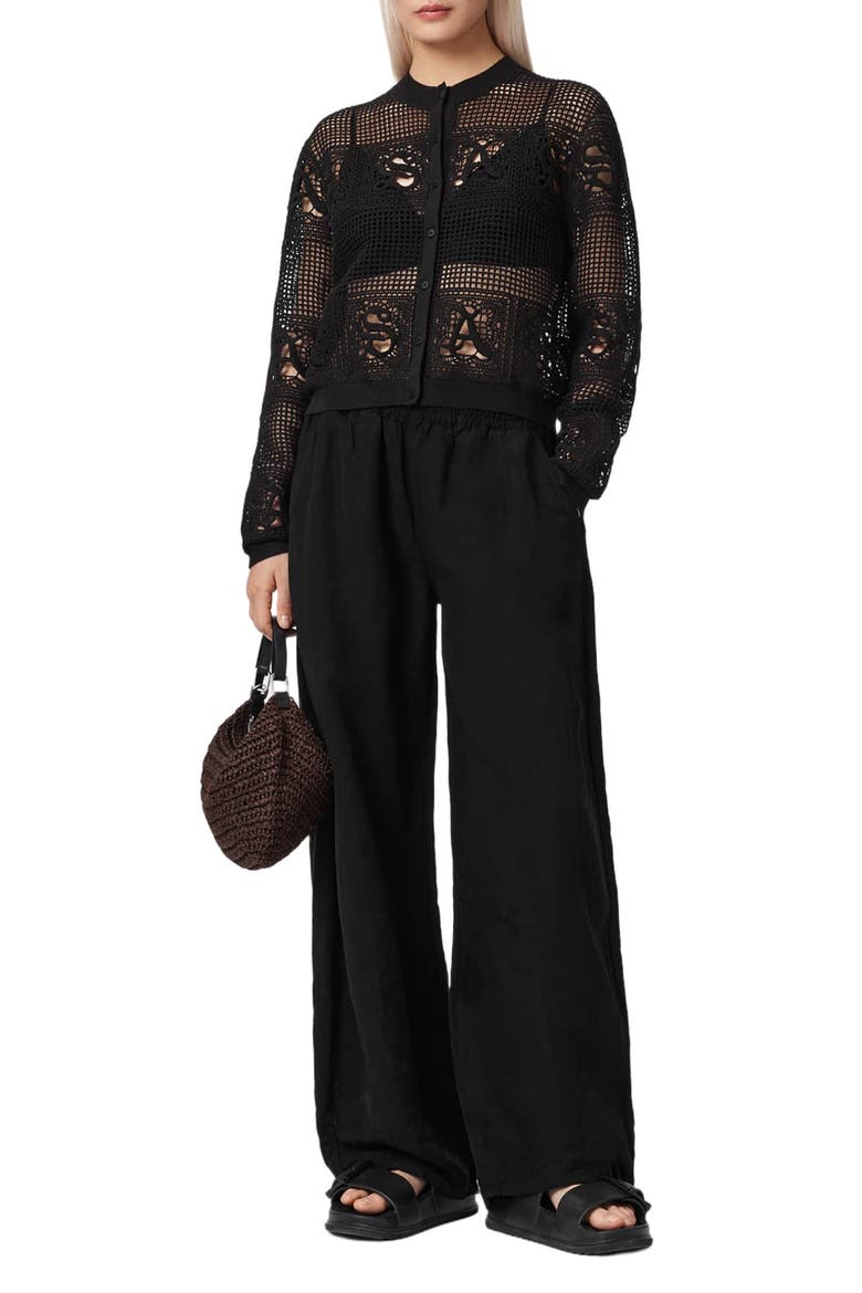 Kyra Mesh Cardigan, Alternate, color, BLACK