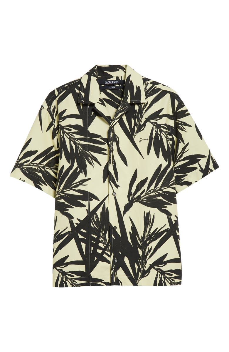 Jacquemus La Chemise Jean Foliage Print Bowling Shirt, Alternate, color, 