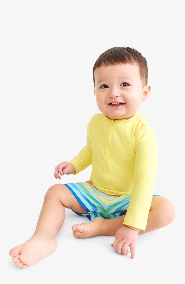 Primary Stripe Swim Trunks, Alternate, color, Mist Spring Stripe