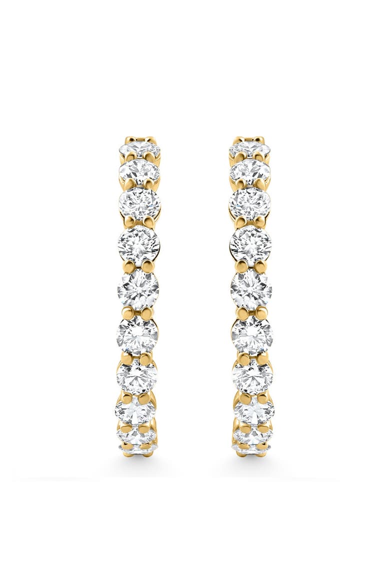 3Ct Diamond Lab Grown Inside Outside Hoops 14k Gold Eearrings 1" Tall, Main, color, 14k Yellow Gold