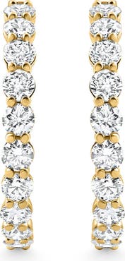 Bliss Diamond 3Ct Diamond Lab Grown Inside Outside Hoops 14k Gold Eearrings 1" Tall