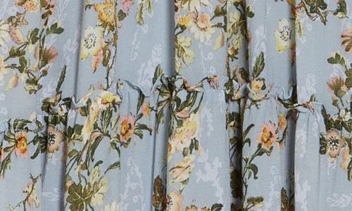 Max Studio Floral Balloon Sleeve Tiered Maxi Dress In Blue Daisy Flutter