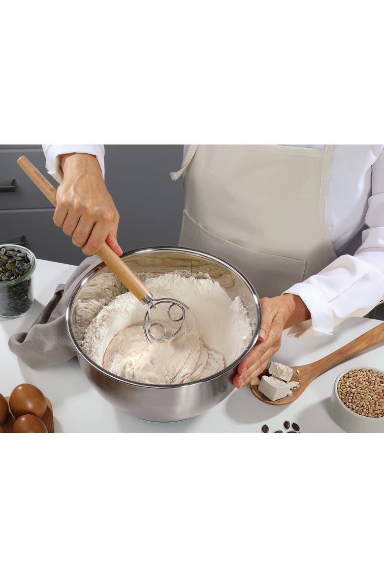 Danish Batter and Dough Whisk with Beechwood Handle, 13.75", Alternate, color, Silver