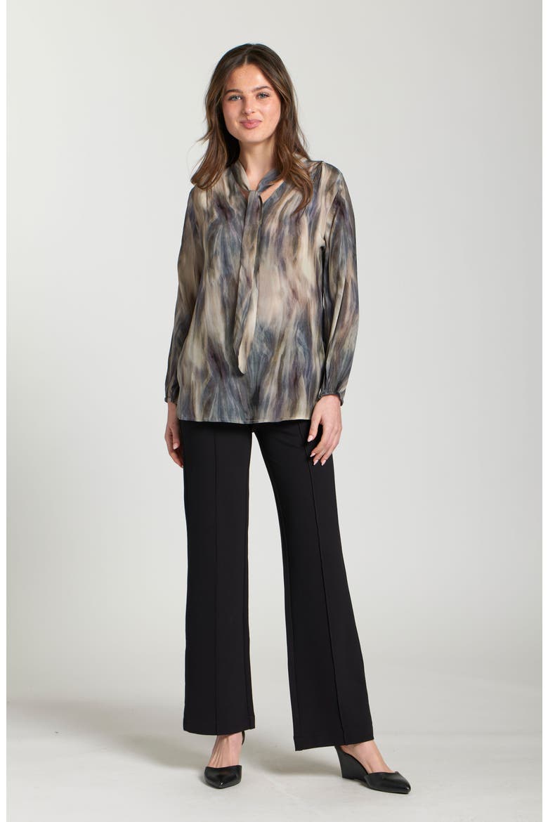 Print Tassel Tie Neck Top, Alternate, color, BROWN MULTI