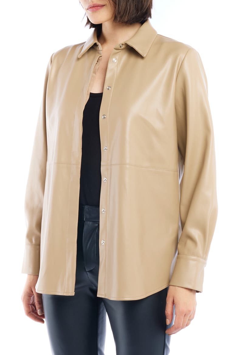 Max Faux Leather Shirt, Alternate, color, TAUPE