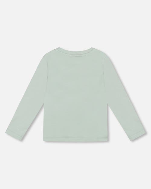 Deux Par Deux Long Sleeve Organic Cotton Jersey Tee In Green