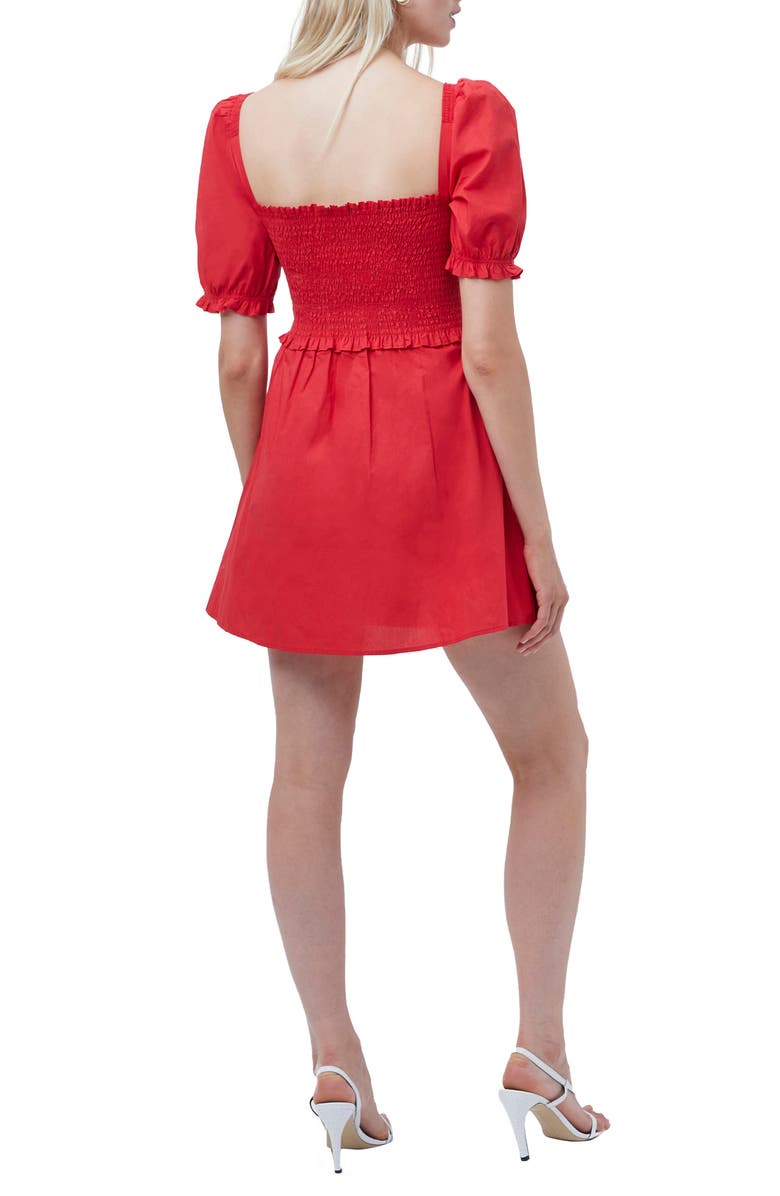 French Connection Rhodes Smocked Organic Cotton Minidress, Alternate, color, Lollipop Red