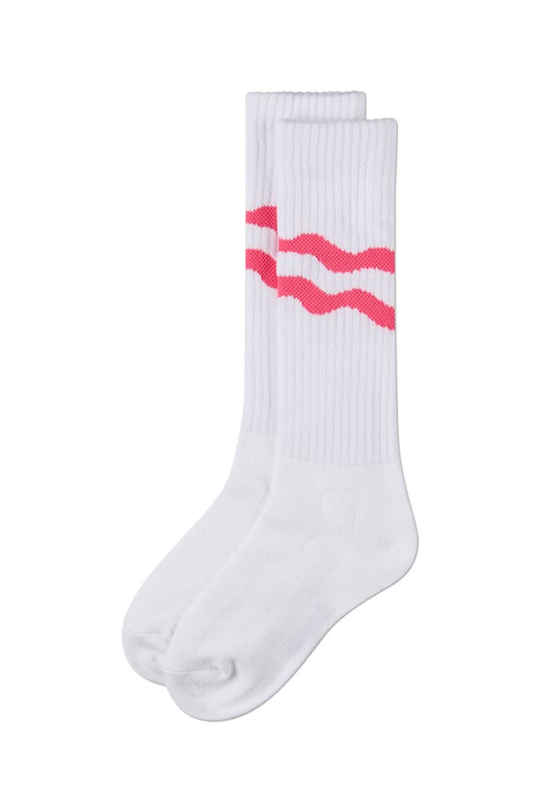 Double Wave Ribbed Knee High Sock, Alternate, color, Magenta