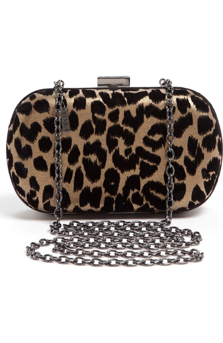 Menbur Leopard Print Minaudière, Alternate, color,