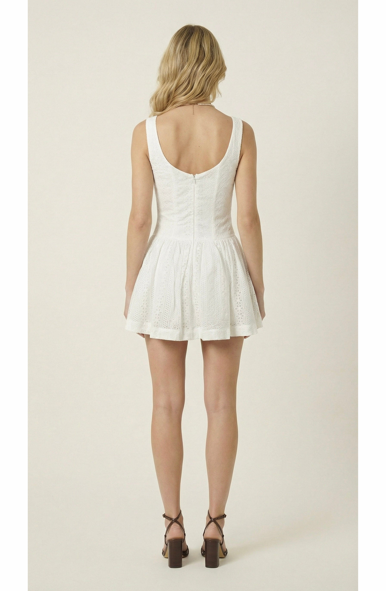Modenaire Sleeveless Eyelet Mini Dress, Alternate, color, White