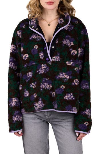 SAACHI SAACHI FLORAL FAUX SHEARLING PULLOVER