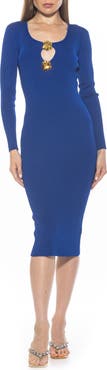 Alexia Admor Tia Metal Rosette Long Sleeve Knit Dress