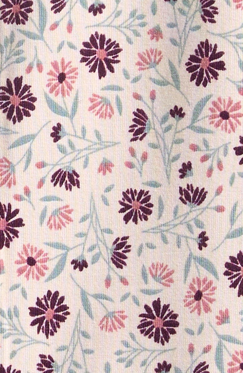 FIRSTS by Petit Lem Poppy Floral Print Fitted Footie Pajamas, Alternate, color, Beige