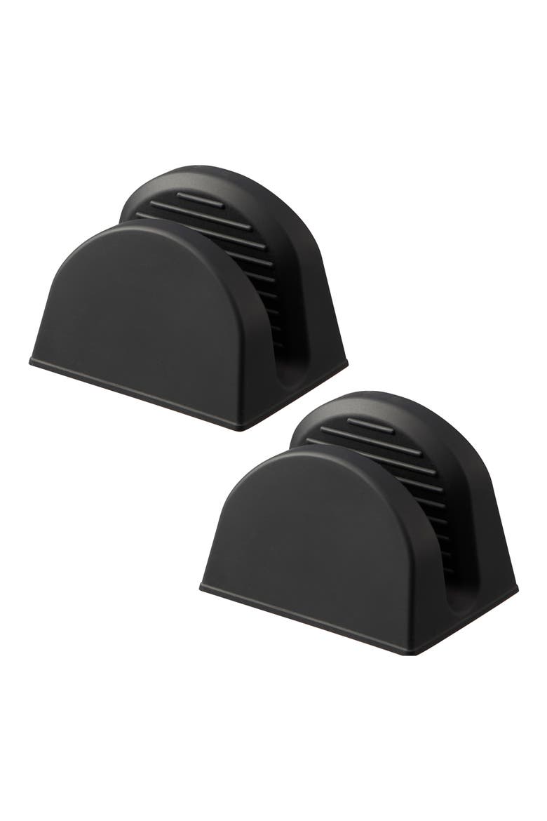 Set of 2 Silicone Magnetic Pot Holders, Main, color, BLACK