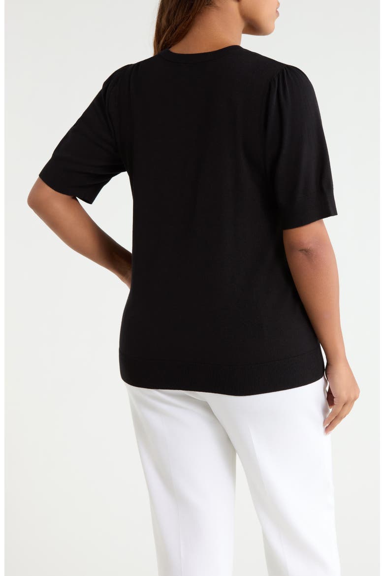 Short Puff Sleeve Sweater, Alternate, color, ANNE BLACK