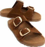 Forever & Always Shoes Ovesta Soft Footbed Leather Slide Sandal