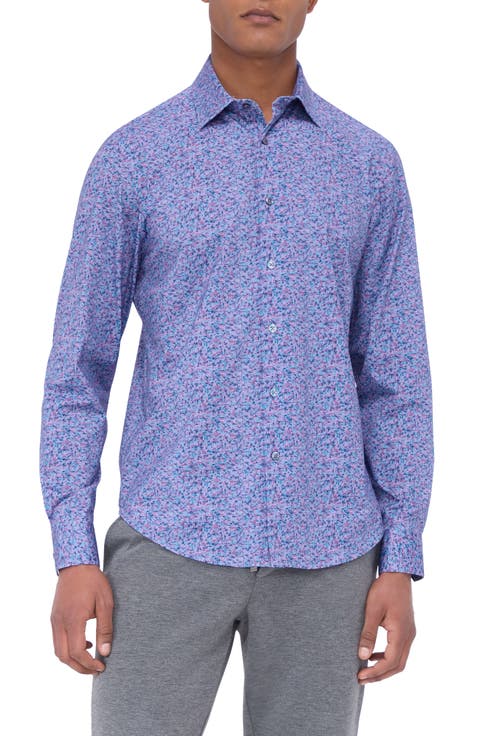 James OoohCotton® Leaf Print Button-Up Shirt