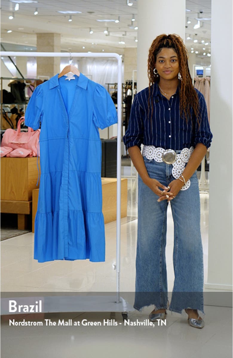 Tiered Puff Sleeve Poplin Midi Dress, sales video thumbnail