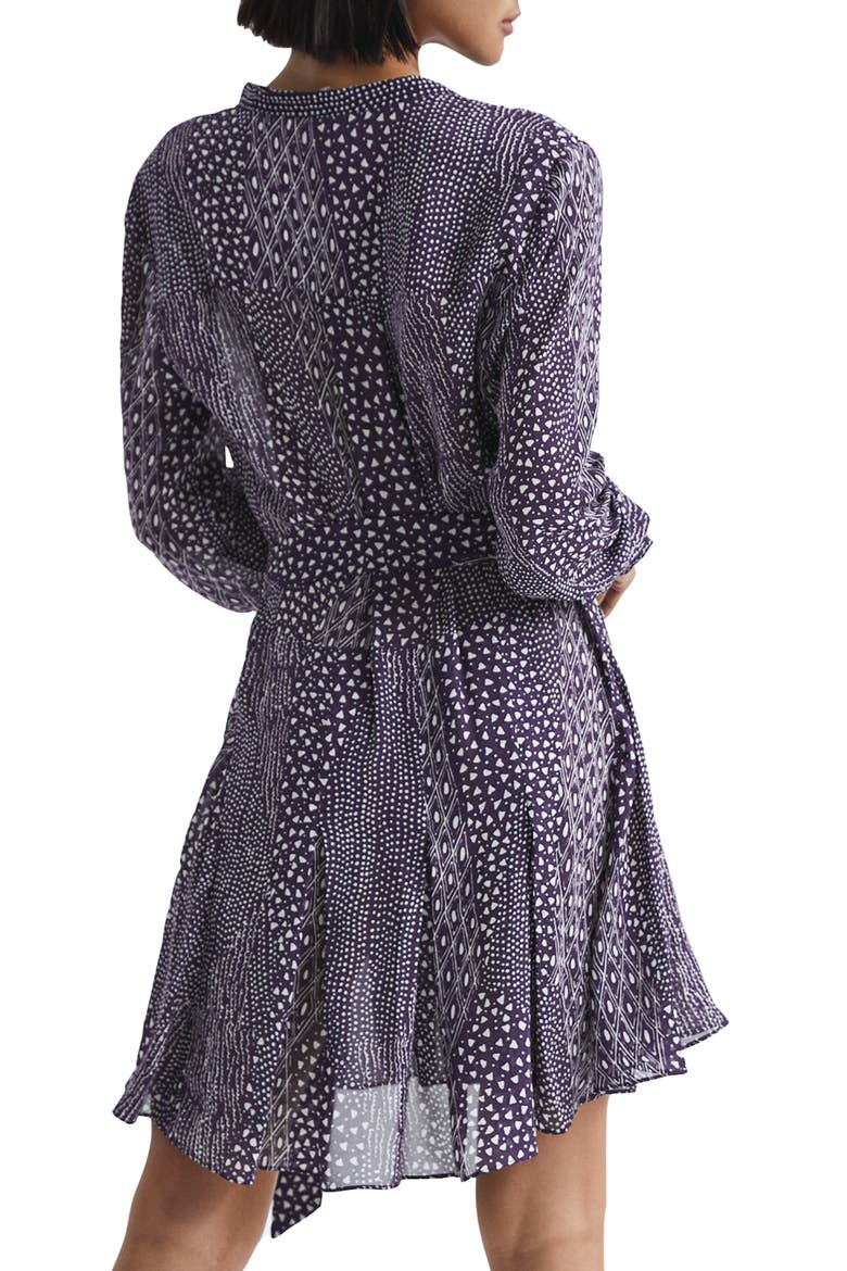 Luella Mixed Print Long Sleeve Shirtdress, Alternate, color, PURPLE