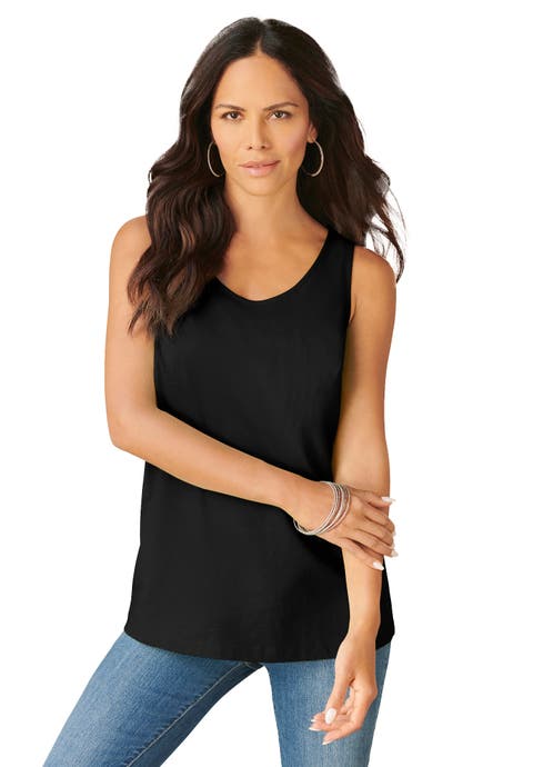 Plus Size Cotton Scoopneck Tank Top (Plus)