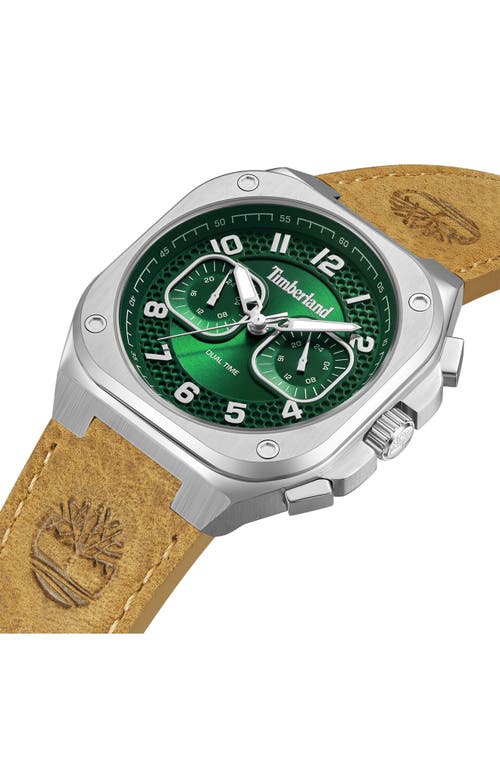 Timberland Mackinac Multifunction Chronograph Leather Strap Watch, 44mm X 25mm In Tan