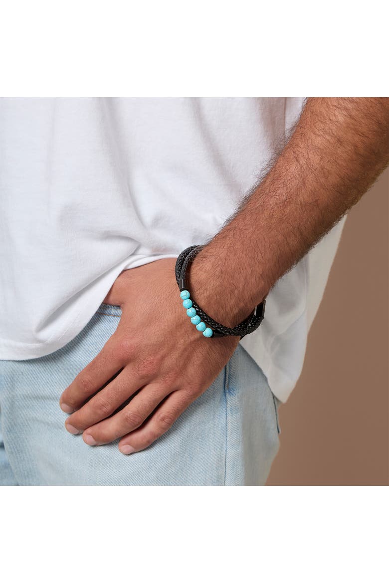 Wrap Turquoise Beaded Bracelet, Alternate, color, Black/Turquoise