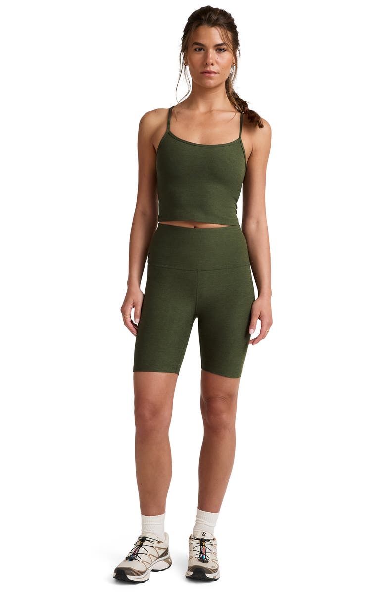 Beyond Yoga Space Dye Slim Racerback Crop Tank, Alternate, color, Beyond Olive Heather