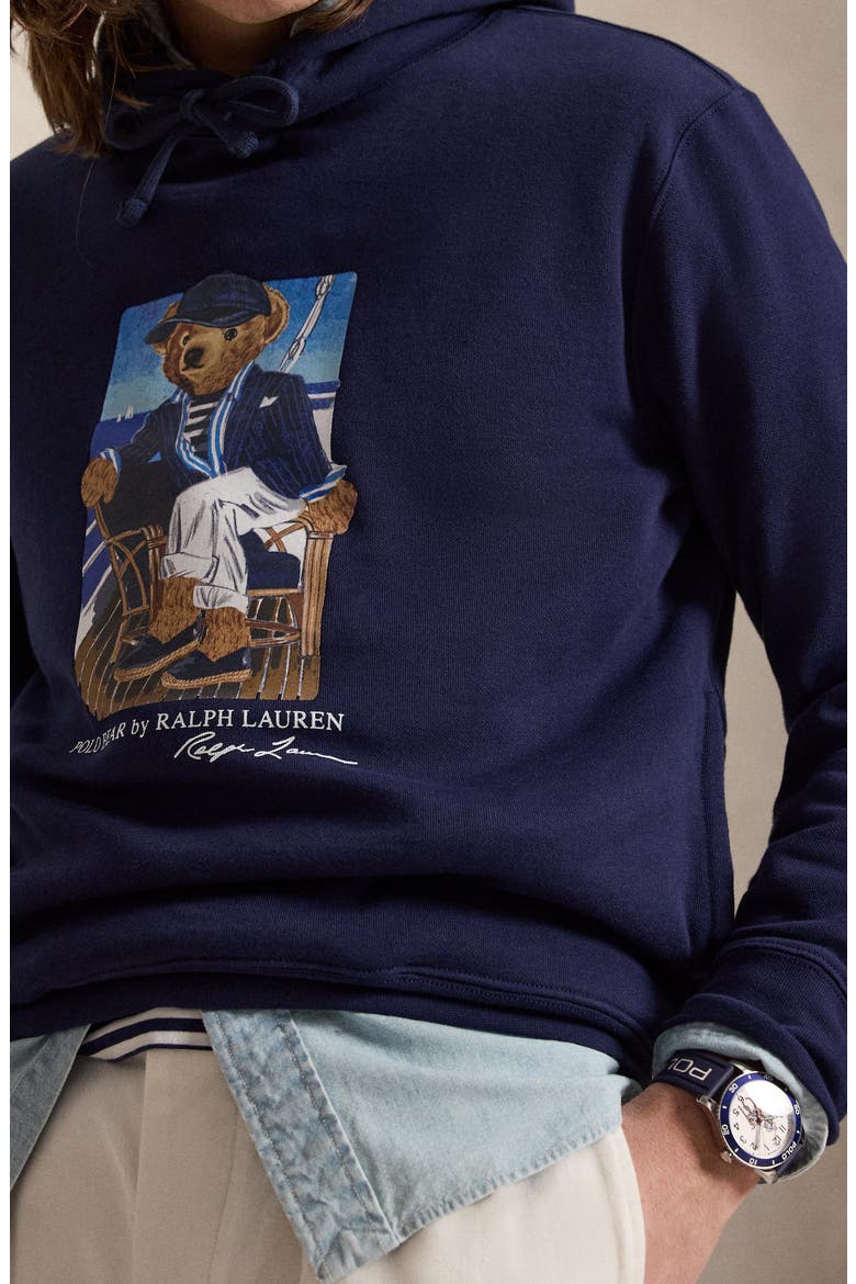 Polo Bear Cotton Fleece Hoodie, Alternate, color, NEWPORT BEAR- NEWPORT NAVY