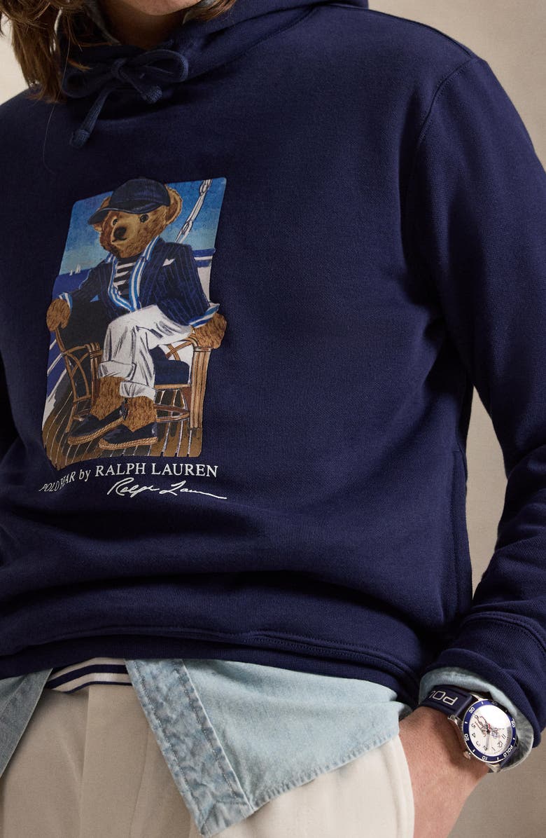 Polo Ralph Lauren Polo Bear Cotton Fleece Hoodie, Alternate, color, Newport Bear- Newport Navy