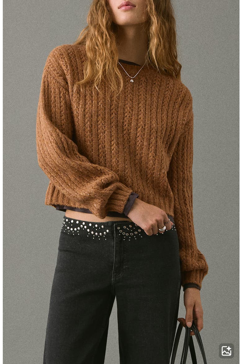 Chunky Crop Sweater, Main, color, CARAMEL