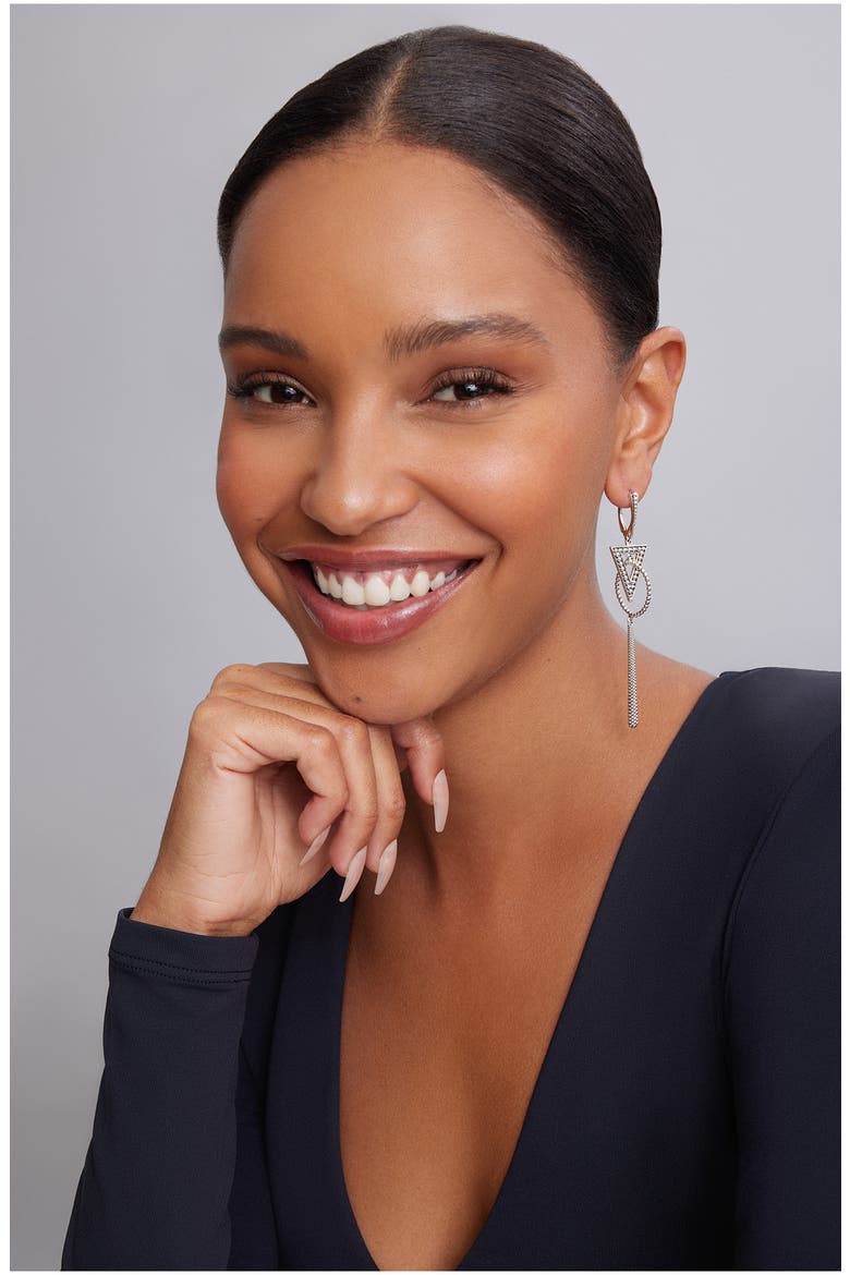 Signature Caviar Triangle & Circle Drop Earrings, Alternate, color, SILVER