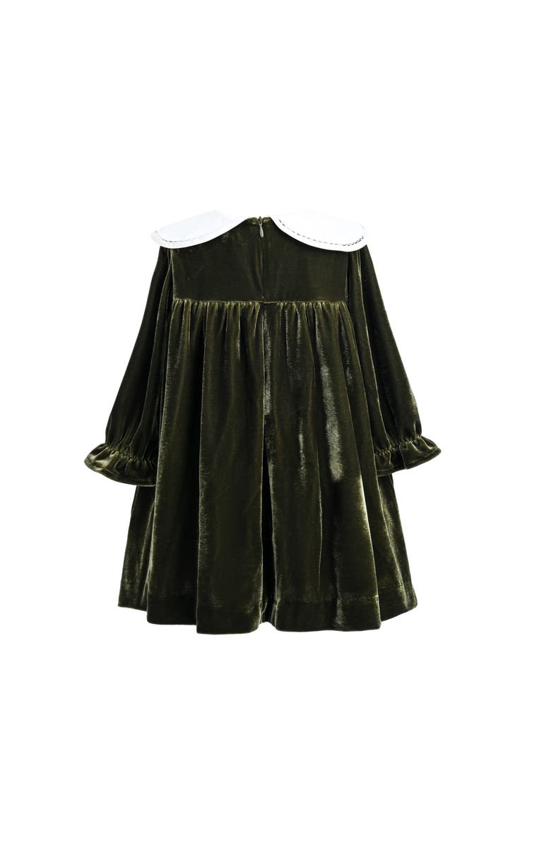 Tulleen Petal Velvet Dress, Alternate, color, Olive