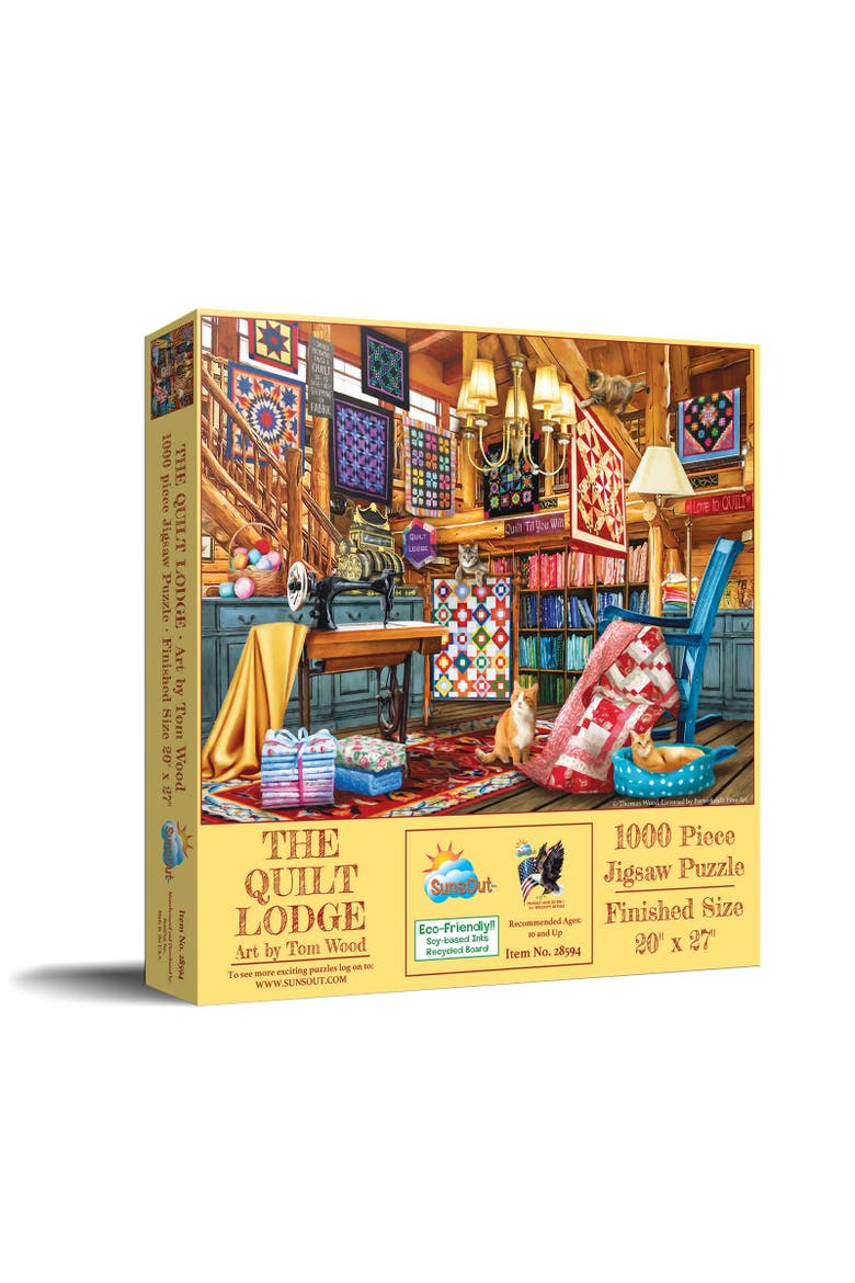 The Quilt Lodge 1000 piece Jigsaw Puzzle for Adults, Main, color, Multicolor