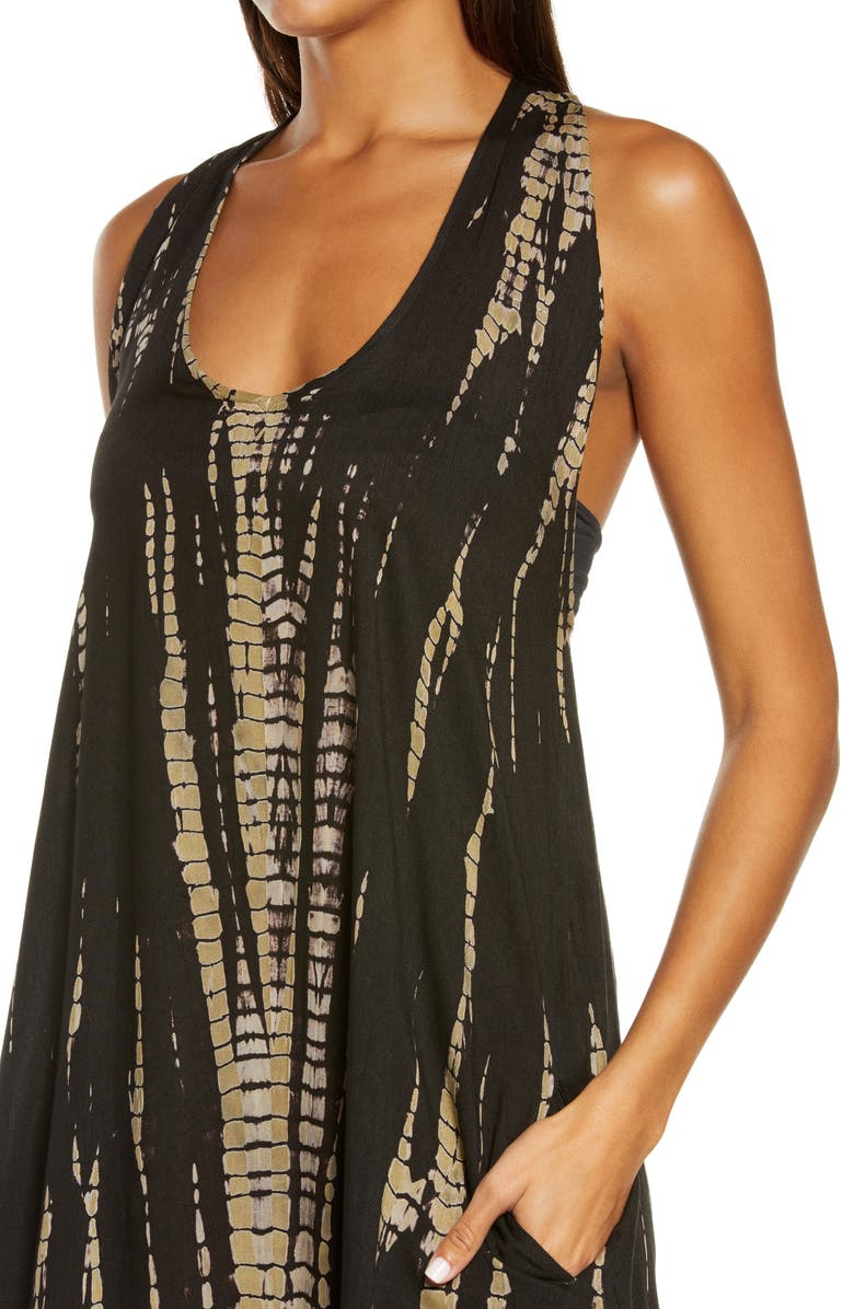 Elan Tie Dye Braided Back Cover-Up Maxi Dress, Alternate, color, 