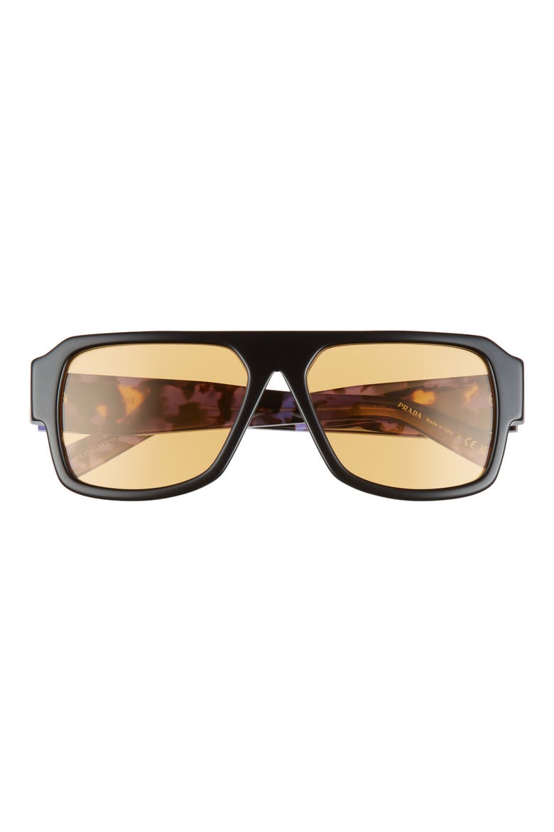 56mm Pilot Sunglasses, Main, color, BLACK
