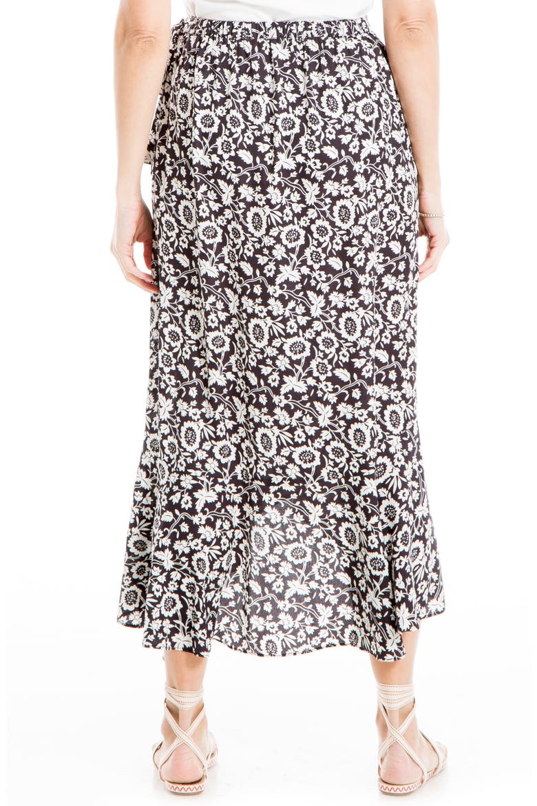 Side Tie Ruffle Maxi Skirt, Alternate, color, BLCK/ IVRY MED FLWY MRGLD