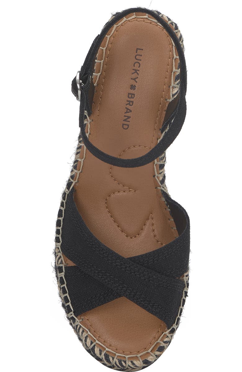 Lucky Brand Candyr Platform Wedge Sandal, Alternate, color, Black Linen