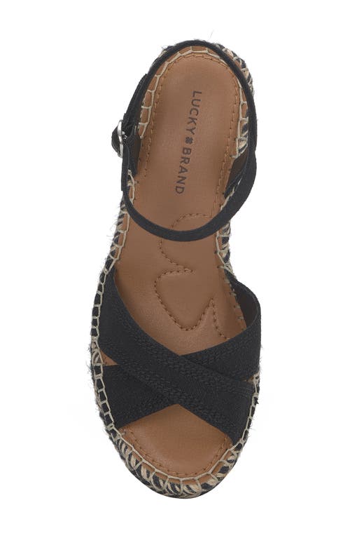 Shop Lucky Brand Candyr Platform Wedge Sandal In Black Linen