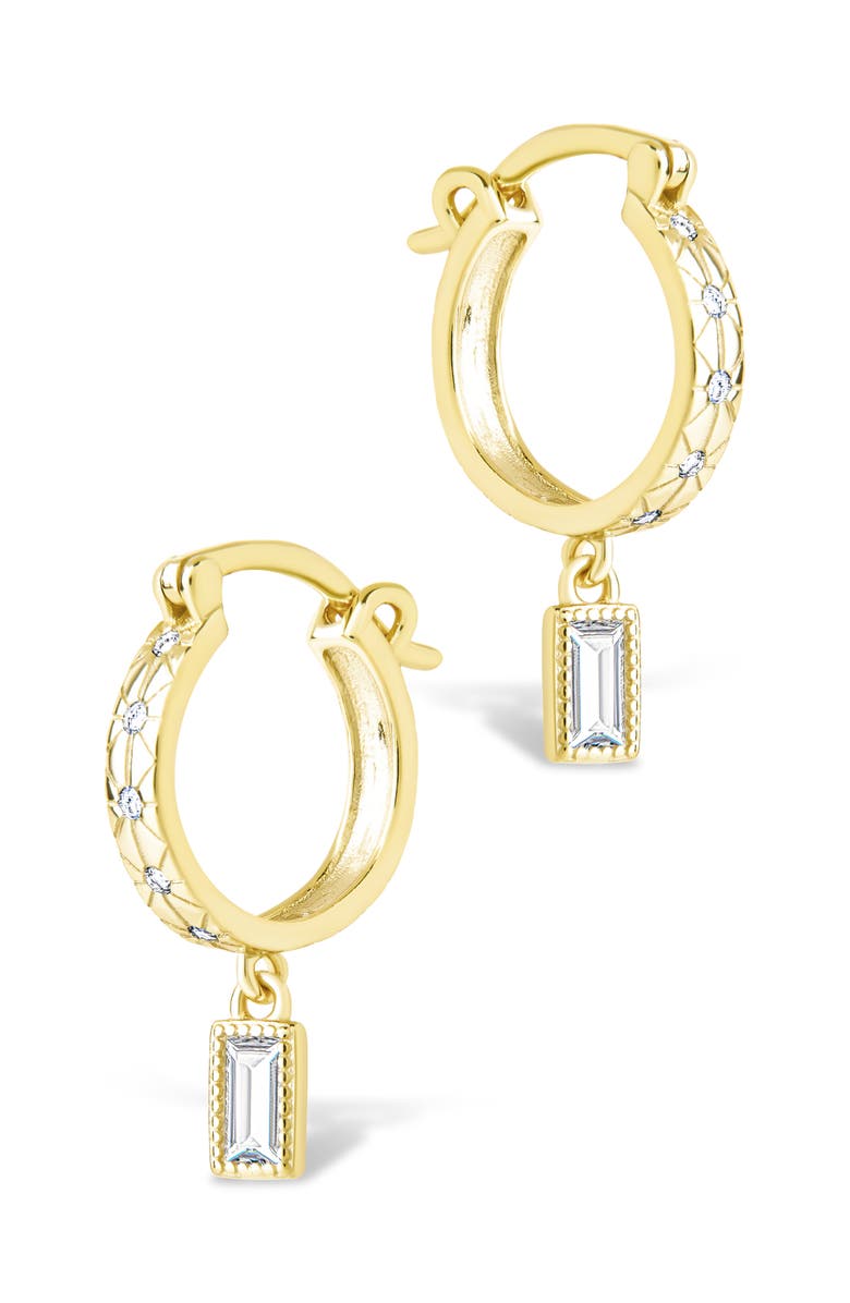 Sterling Forever Oaklyn Cubic Zirconia Drop Hoop Earrings, Alternate, color, Gold