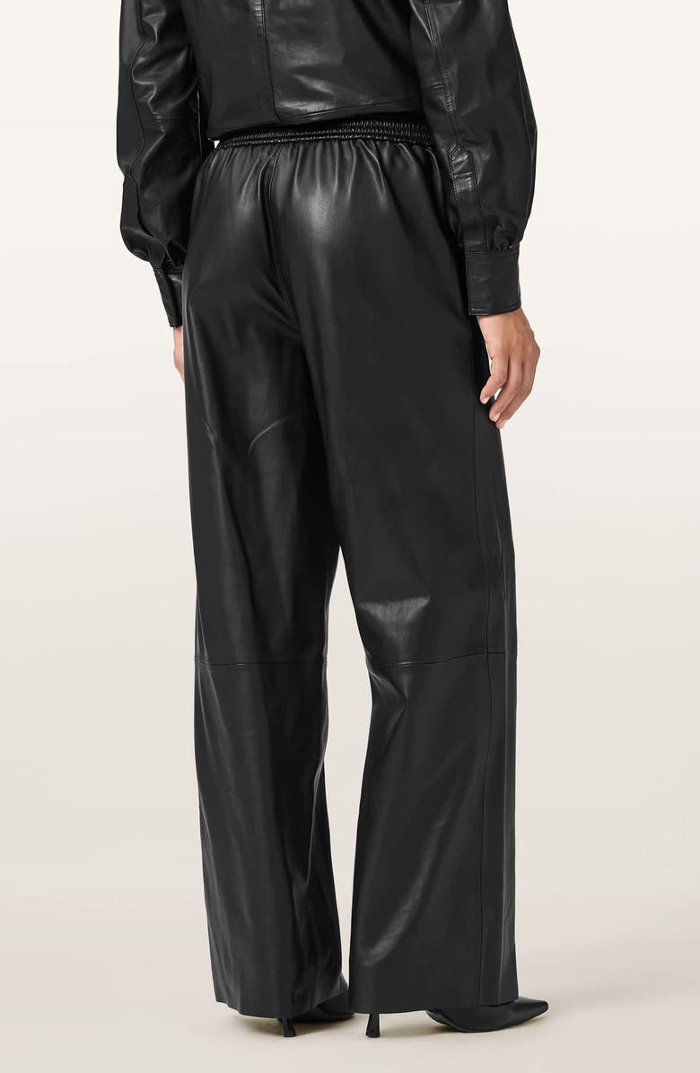 AllSaints Ash Lea Leather Pants, Alternate, color, Black