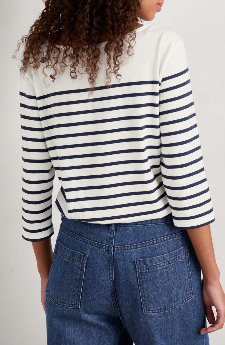 Seasalt Cornwall Sailor Stripe Organic Cotton Top, Alternate, color, Falmouth Breton Chalk Maritime