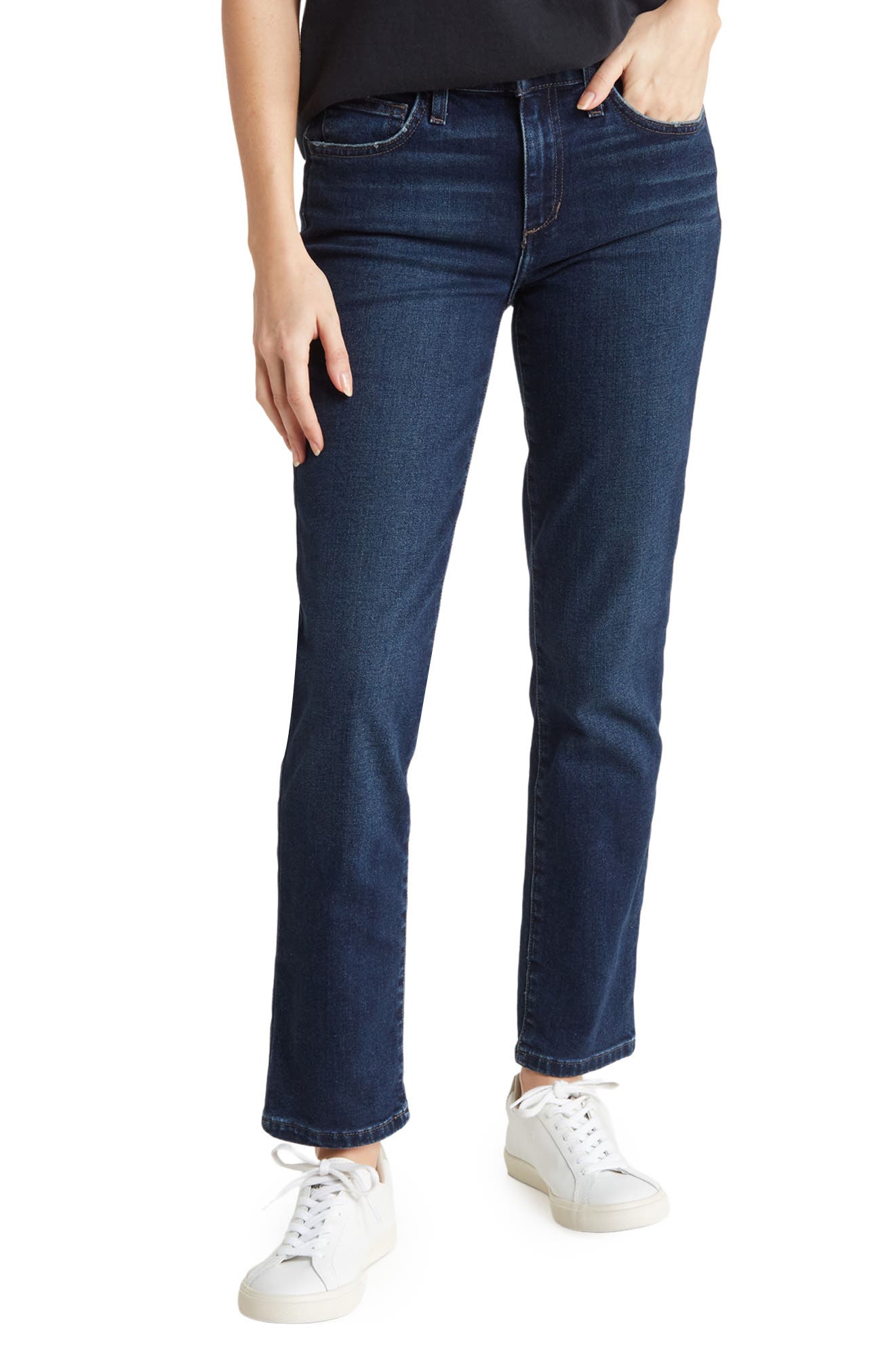 Mid Rise Ankle Straight Leg Jeans