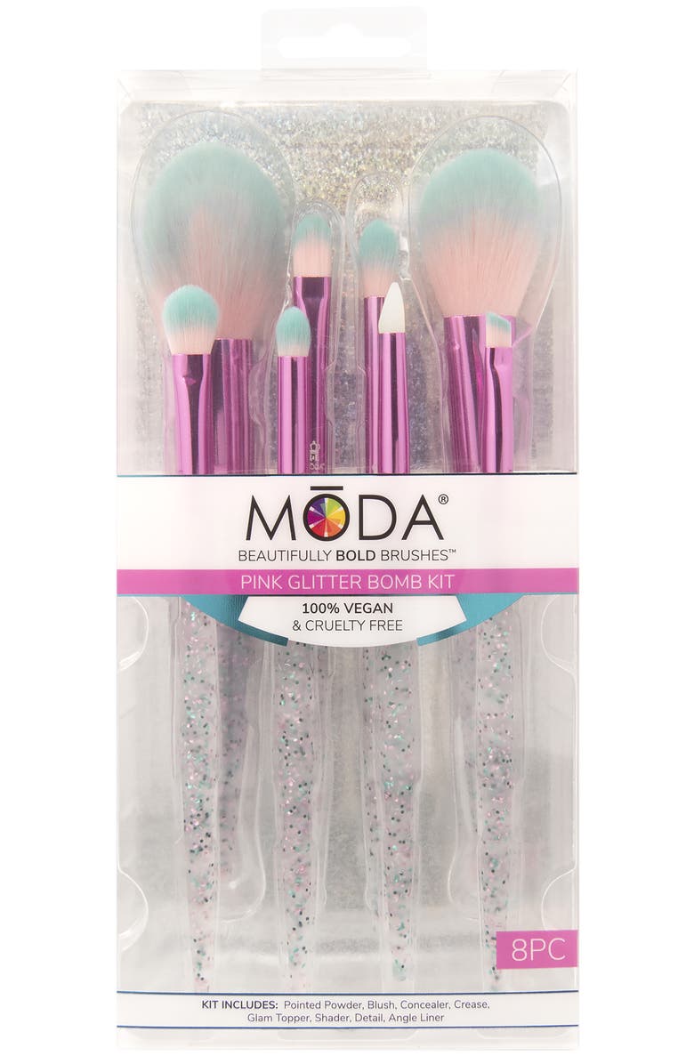 MODA Assorted 8-Piece Pink Glitter Bomb Brush Set, Alternate, color, Pink