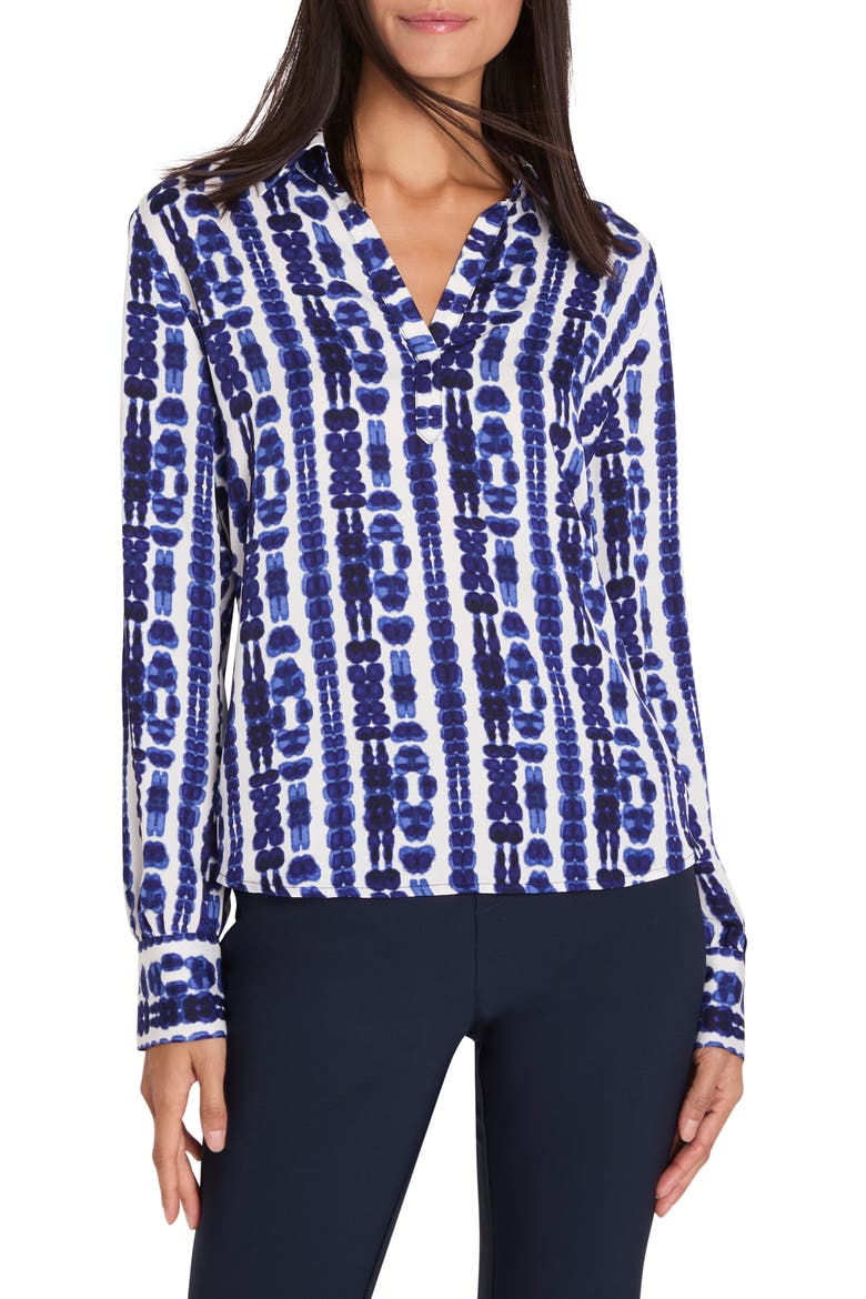 Shibori Stripe Pullover Top, Main, color, INDIGO MULTI