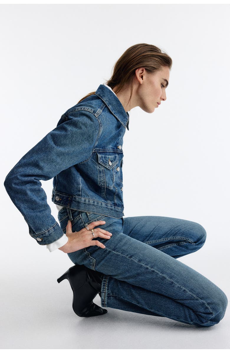 H&M Slim straight high waist jeans, Alternate, color, Denim Blue