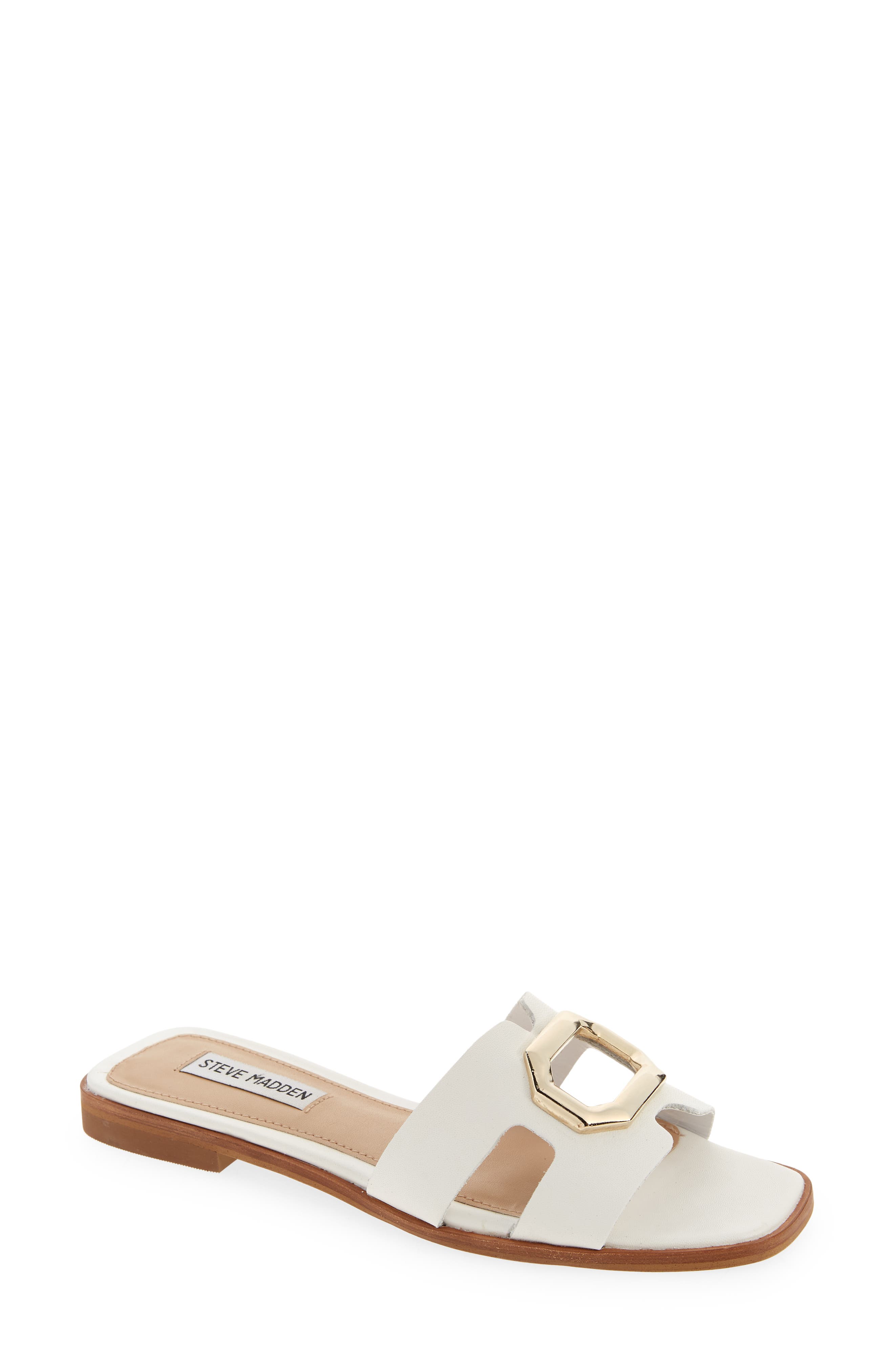 Harlene Slide Sandal, Main, color, WHITE LEATHER