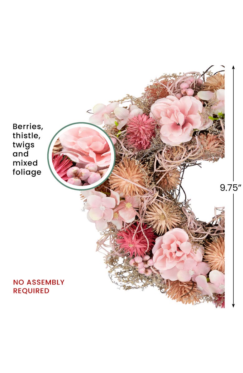 Northlight Mixed Floral Mini Artificial Spring Wreath - 10" - Pink, Alternate, color, Pink