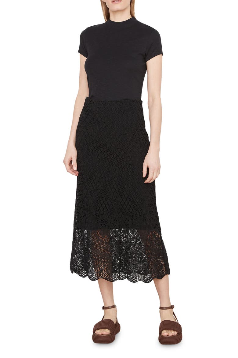 Floral Lace Maxi Skirt, Main, color, BLACK