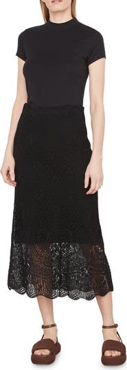 Listicle Vanilla Textured Floral Lace Maxi Skirt