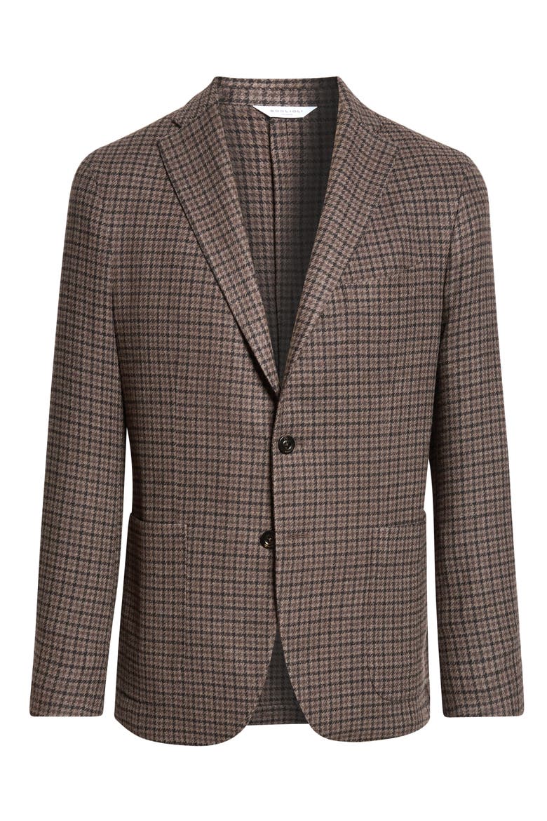 K Houndstooth Plaid Wool & Cashmere Double Cloth Sport Coat, Main, color, BLACK BROWN